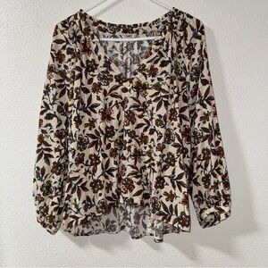 Faherty Floral Peasant Blouse Soft Boho,Coastal Vibes No Size Tag (measurements)